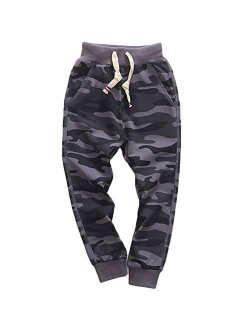 KISBINI Boy's Cotton Camouflage Sweatpants Sports Pants for Children