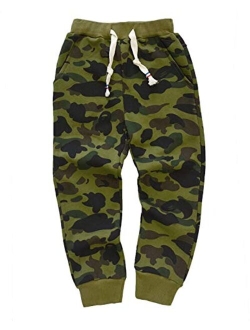 KISBINI Boy's Cotton Camouflage Sweatpants Sports Pants for Children