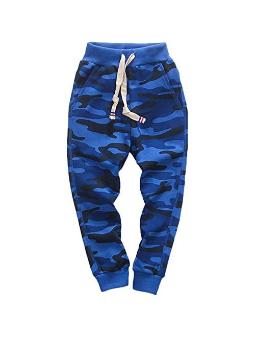 KISBINI Boy's Cotton Camouflage Sweatpants Sports Pants for Children