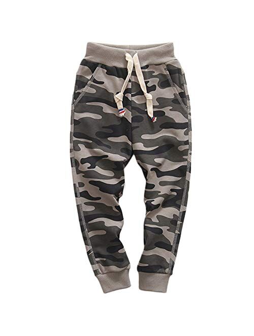 KISBINI Boy's Cotton Camouflage Sweatpants Sports Pants for Children