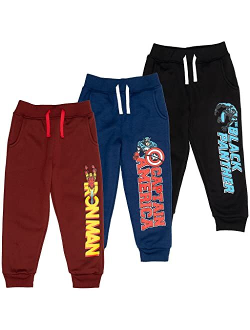 Marvel Avengers Spider-Man Iron Man Hulk Black Panther Fleece 3 Pack Pants Toddler to Big Kid