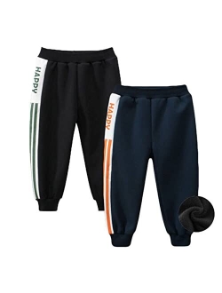 HILEELANG Toddler Boy Sweatpants Kids Sport Jogger Cotton Casual Active Playwear Sweats Pants 2-Pack