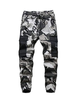 LOKTARC Boys' Pull-On Slim Fit Camo Cargo Jogger Pants