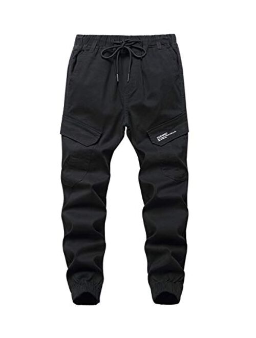 LOKTARC Boys' Pull-On Slim Fit Camo Cargo Jogger Pants