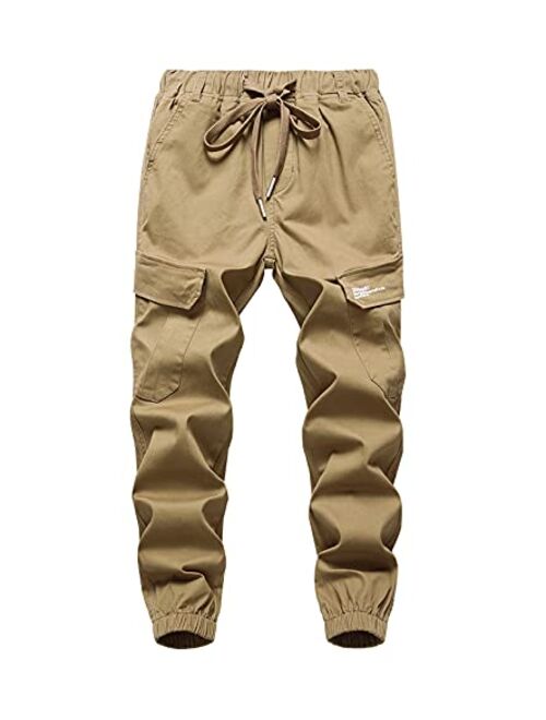 LOKTARC Boys' Pull-On Slim Fit Camo Cargo Jogger Pants