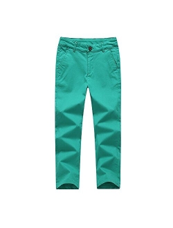 Kid1234 Boys Pants Chino Uniform School Cargo Slim Fit Trousers Adjustable Waist Pants for Boys Size 4-12 Years 6 Colors to Choose