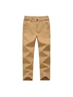 Kid1234 Boys Pants Chino Uniform School Cargo Slim Fit Trousers Adjustable Waist Pants for Boys Size 4-12 Years 6 Colors to Choose