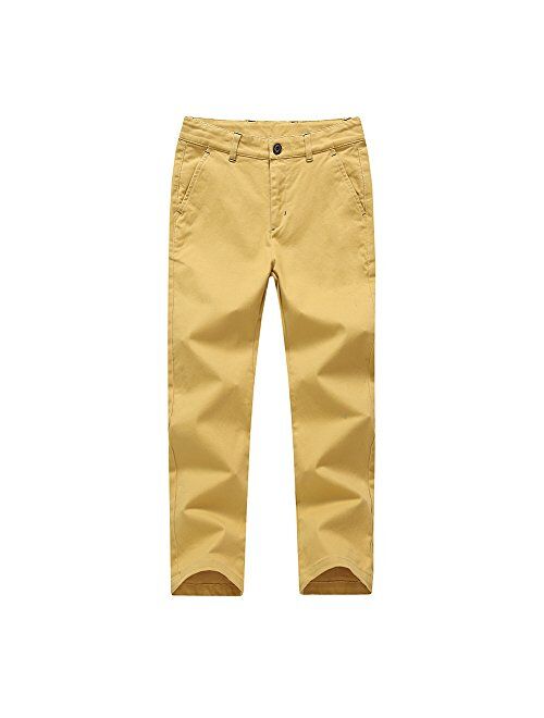 Kid1234 Boys Pants Chino Uniform School Cargo Slim Fit Trousers Adjustable Waist Pants for Boys Size 4-12 Years 6 Colors to Choose