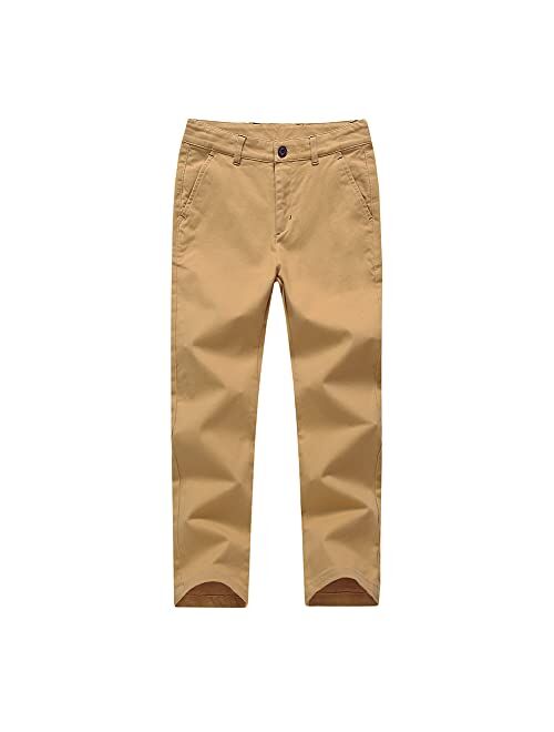 Kid1234 Boys Pants Chino Uniform School Cargo Slim Fit Trousers Adjustable Waist Pants for Boys Size 4-12 Years 6 Colors to Choose