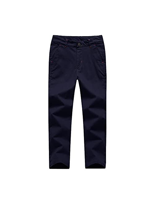 Kid1234 Boys Pants Chino Uniform School Cargo Slim Fit Trousers Adjustable Waist Pants for Boys Size 4-12 Years 6 Colors to Choose