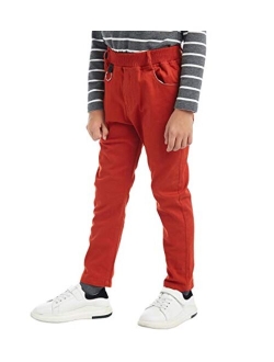 B.Ycr Boys' Elastic Waistband Slim Fit Jogging School Pants for Kids Size 4-16 Flat Waist