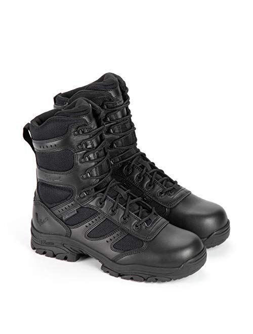 Thorogood Deuce 8 Waterproof Side-Zip Black Tactical Boots for Men and Women with Full-Grain Leather, Soft Toe, and Slip-Resistant Outsole; BBP & EH Rated