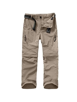 Asfixiado Boys Cargo Pants, Kids' Casual Outdoor Quick Dry Waterproof Hiking Climbing Convertible Trousers