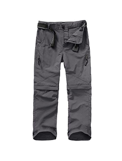 Asfixiado Boys Cargo Pants, Kids' Casual Outdoor Quick Dry Waterproof Hiking Climbing Convertible Trousers