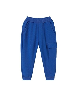 LeeXiang Boys Cotton Jogger Pants, Dinosaur Embroidery Sweatpants 1Pack or 2Pack