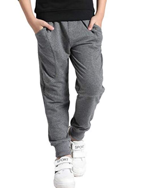 CECLEAD Boy's Fashion Casual Cotton Sweatpants Slim Fit Athletic Drawstring Jogger Pants