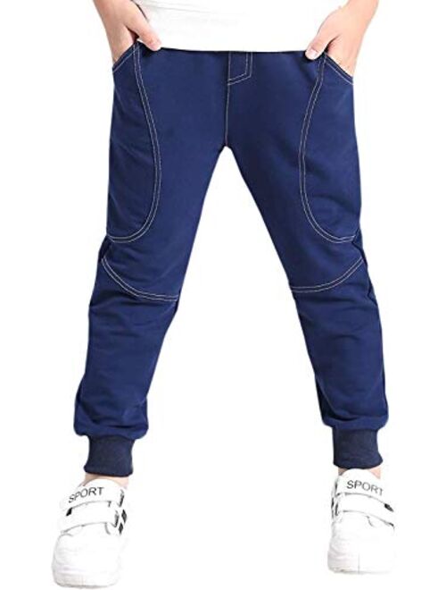 CECLEAD Boy's Fashion Casual Cotton Sweatpants Slim Fit Athletic Drawstring Jogger Pants