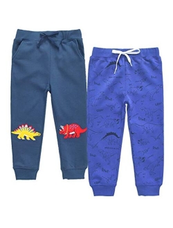 HZXVic Baby Boys Sweatpants Drawstring Elastic Waist Jogger Pants Dinosaur Cars for Kids Jogger