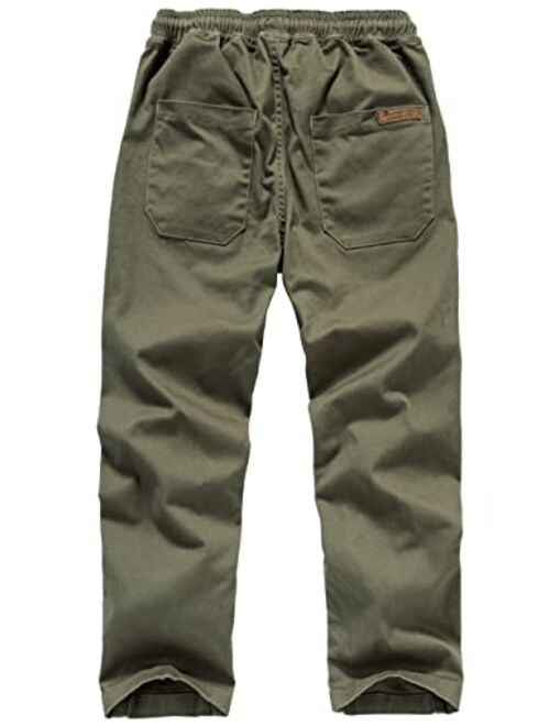 WIYOSHY Boys' Solid Color Drawstring Elastic Waist Chino Pants