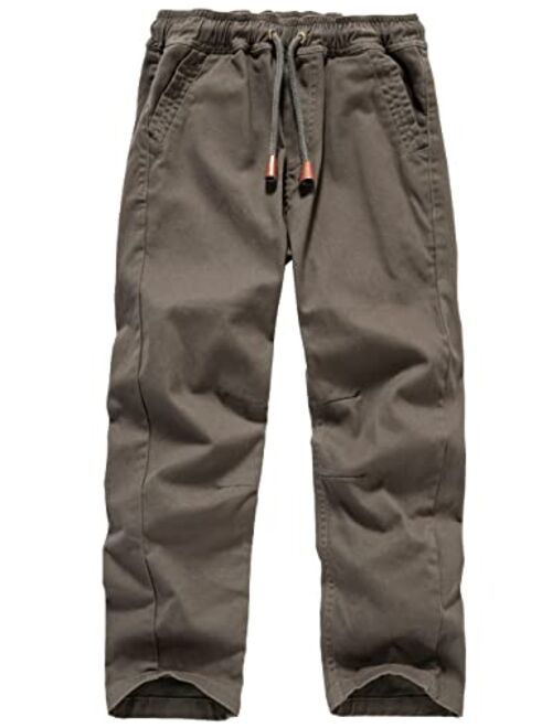 WIYOSHY Boys' Solid Color Drawstring Elastic Waist Chino Pants