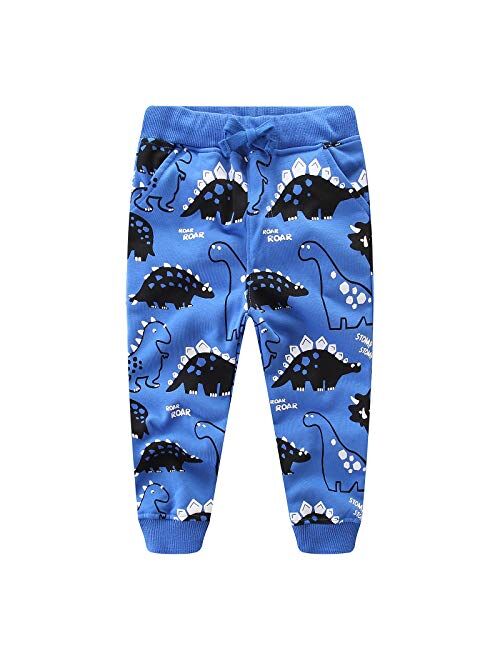 Coralup Toddler Boys 2-Pack Drawstring Elastic Jogger Sweatpants Athletic Pants(2-8 Years)