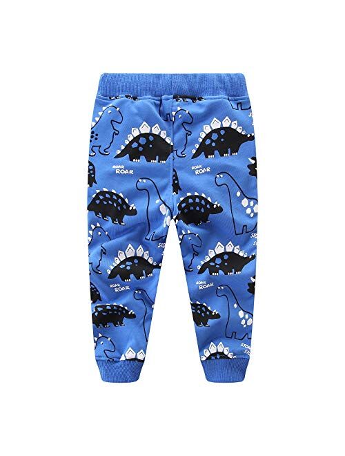 Coralup Toddler Boys 2-Pack Drawstring Elastic Jogger Sweatpants Athletic Pants(2-8 Years)