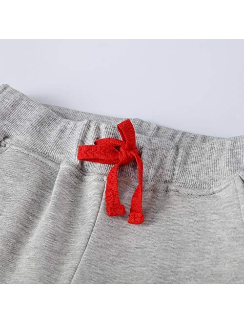 Coralup Toddler Boys 2-Pack Drawstring Elastic Jogger Sweatpants Athletic Pants(2-8 Years)