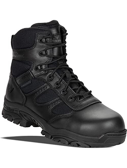 Thorogood Deuce 6 Waterproof Side-Zip Black Tactical Boots for Men and Women with Full-Grain Leather, Soft Toe, and Slip-Resistant Outsole; BBP & EH Rated