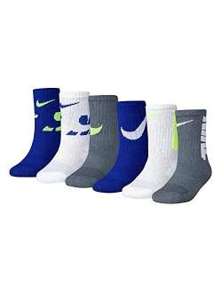 Boy`s Cushioned Crew Socks 6 Pack