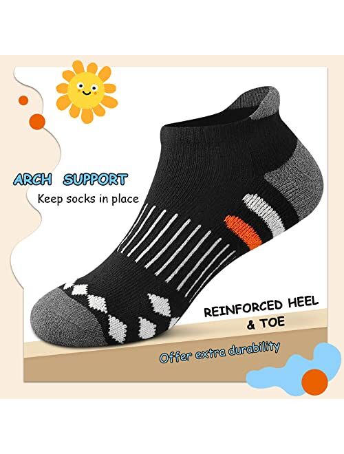 Comfoex 10 Pairs Boys Socks Ankle Athletic Socks For Big Little Kids Cotton Half Cushioned Socks