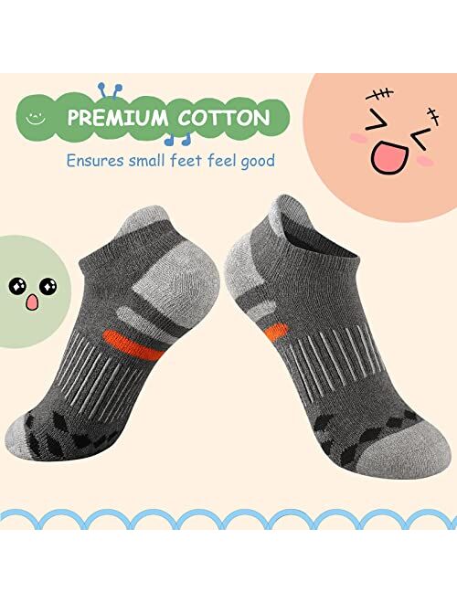 Comfoex 10 Pairs Boys Socks Ankle Athletic Socks For Big Little Kids Cotton Half Cushioned Socks