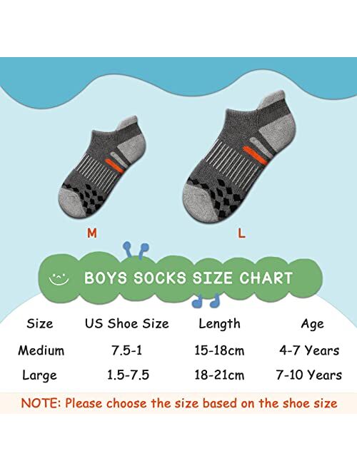 Comfoex 10 Pairs Boys Socks Ankle Athletic Socks For Big Little Kids Cotton Half Cushioned Socks