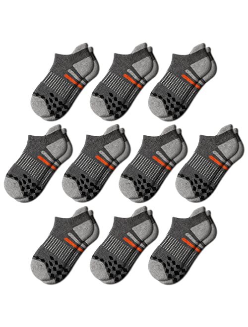 Comfoex 10 Pairs Boys Socks Ankle Athletic Socks For Big Little Kids Cotton Half Cushioned Socks