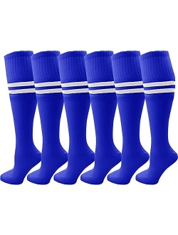 Winterlace Kids Soccer Socks, 6 Pairs for Boys Girls, Youth Knee High Athletic Sports Football Gym School Team Pack for Children