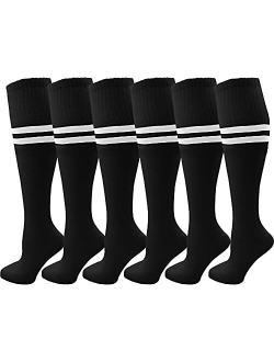 Winterlace Kids Soccer Socks, 6 Pairs for Boys Girls, Youth Knee High Athletic Sports Football Gym School Team Pack for Children