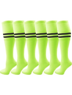 Winterlace Kids Soccer Socks, 6 Pairs for Boys Girls, Youth Knee High Athletic Sports Football Gym School Team Pack for Children