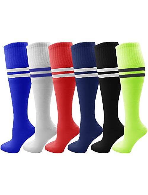 Winterlace Kids Soccer Socks, 6 Pairs for Boys Girls, Youth Knee High Athletic Sports Football Gym School Team Pack for Children