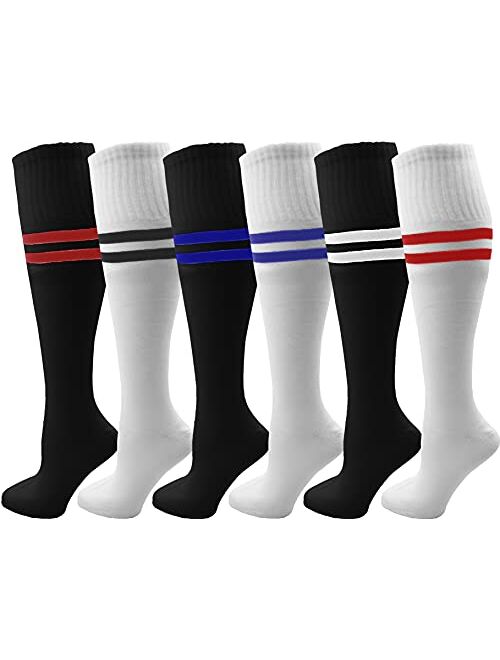 Winterlace Kids Soccer Socks, 6 Pairs for Boys Girls, Youth Knee High Athletic Sports Football Gym School Team Pack for Children