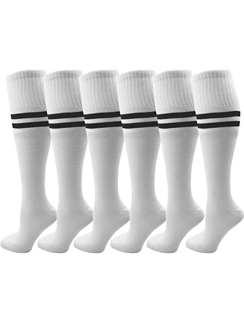 Winterlace Kids Soccer Socks, 6 Pairs for Boys Girls, Youth Knee High Athletic Sports Football Gym School Team Pack for Children