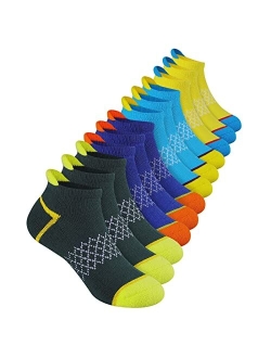 Comfoex 12-Pairs-Boys-Socks-Ankle-Athletic Sports Socks With Cushioned Sole For Big Little Kids