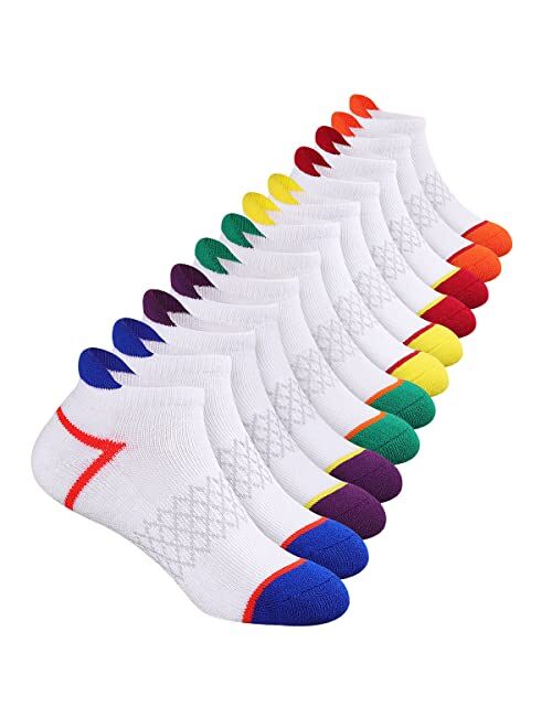 Comfoex 12-Pairs-Boys-Socks-Ankle-Athletic Sports Socks With Cushioned Sole For Big Little Kids