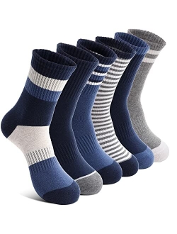 Welwoos 6 Pairs Kids Boys Socks Athletic Sport Crew Cotton Breathable Soft Socks