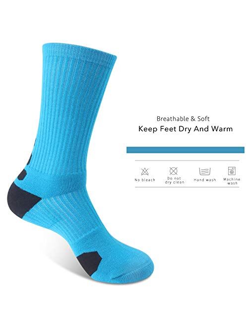 OLCHEE Boys Sock Basketball Soccer Hiking Ski Athletic Outdoor Sports Thick Calf High Crew Socks Multipack