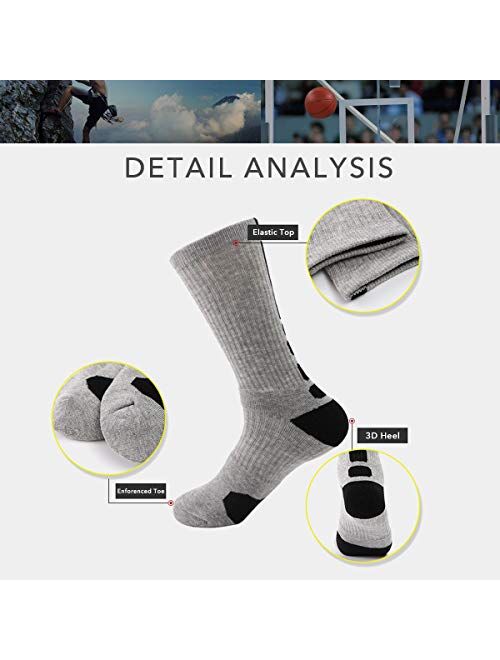OLCHEE Boys Sock Basketball Soccer Hiking Ski Athletic Outdoor Sports Thick Calf High Crew Socks Multipack