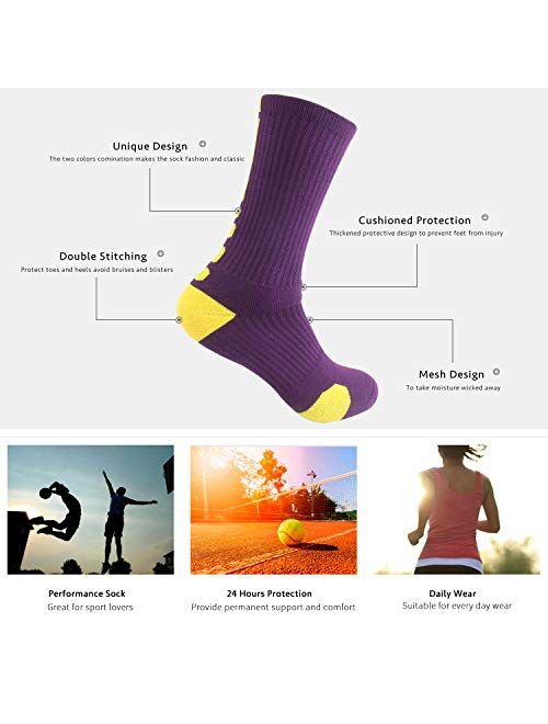 OLCHEE Boys Sock Basketball Soccer Hiking Ski Athletic Outdoor Sports Thick Calf High Crew Socks Multipack