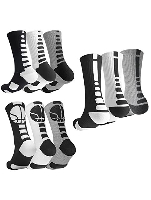 OLCHEE Boys Sock Basketball Soccer Hiking Ski Athletic Outdoor Sports Thick Calf High Crew Socks Multipack