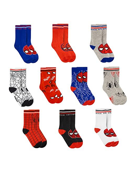 Spiderman Boys Socks, 10-Pack of Decorative Spiderman Toddler Socks, Amazing Marvel Legends Socks for Boys