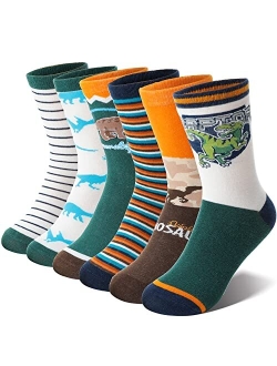 Welwoos 6PairsBoysKidsSocksCrazyFunNoveltyFunnyCottonCrewChildrenTeenageBoysSocks