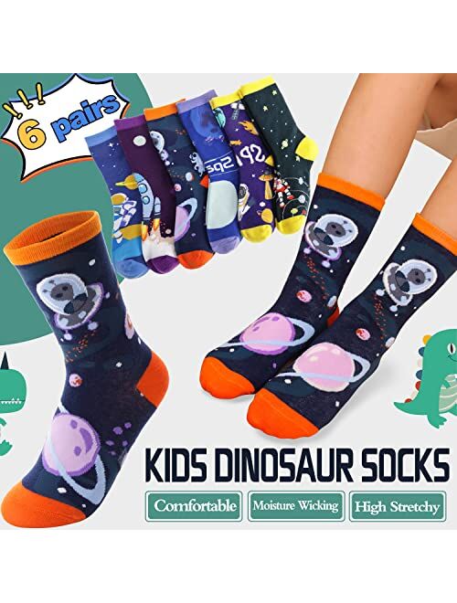 Welwoos 6PairsBoysKidsSocksCrazyFunNoveltyFunnyCottonCrewChildrenTeenageBoysSocks