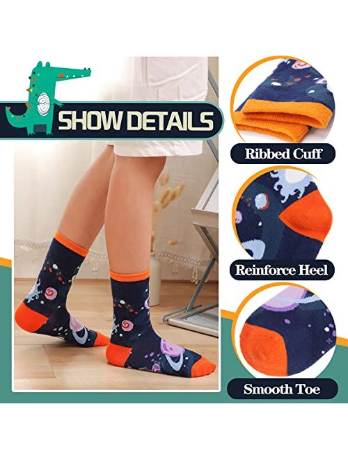 Welwoos 6PairsBoysKidsSocksCrazyFunNoveltyFunnyCottonCrewChildrenTeenageBoysSocks